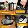A collage of four images showcasing a beer dispenser, its features, and usage. Podgląd zdjęcia produktu