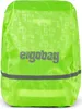 A bright green backpack rain cover with a reflective strip and the brand name "ergobag" printed on it. Produktbild-Vorschau