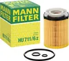 A product shot of a MANN-FILTER oil filter and its packaging, along with accompanying rubber gaskets. Anteprima dell’immagine prodotto