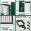 Collage of images showing details of a green metal garden gate. Produktbild-Vorschau