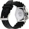 A close-up view of the back of a watch with a black rubber strap. Produktbild-Vorschau