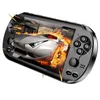 A handheld gaming console displaying a racing car on fire. Produktbild-Vorschau