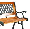 Gusseisen Gartensessel Gartenstuhl Outdoorstuhl Holz Natur bis120Kg Produktbild-Vorschau