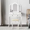 ML-Design Schminktisch Weiß, Frisiertisch mit Hocker, 3 Produktbild-Vorschau 1