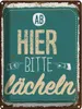 vianmo Blechschild 40x30 cm Ab hier bitte lächeln blau Produktbild-Vorschau 1