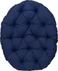 A round, tufted navy blue cushion. Produktbild-Vorschau