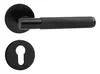 A black door handle set with a keyhole rosette, presented on a white background. Produktbild-Vorschau