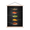 MuchoWow® Textilposter Kräuter - Löffel - Gewürze - Schwarz Produktbild-Vorschau 1