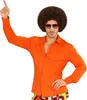 Camicia arancione Groovy anni '70 da uomo Schlager taglia S Anteprima dell’immagine prodotto 1