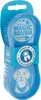 A blue dog brush with packaging, showing branding and awards. Produktbild-Vorschau
