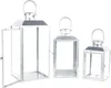 3er Gartenlaternen Laternen Metall Windlicht Silber Produktbild-Vorschau 3