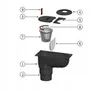 An exploded diagram of a drainage system component with numbered parts. Produktbild-Vorschau