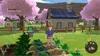 A character stands in a field with crops and houses in the background. Produktbild-Vorschau