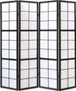 A four-panel room divider with a black frame and white rice paper inserts, arranged in a grid pattern. Voir les images du produit