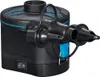 A black electric air pump with blue accents sits on a white background. Produktbild-Vorschau