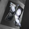 Two protective cases for a foldable phone are shown in a dramatic, angled presentation against a dark, textured background. Produktbild-Vorschau