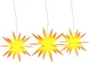 Three star-shaped LED Christmas lights hanging against a white background. Voir les images du produit