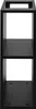 A black, minimalist bookshelf with two shelves, shown from the front against a white background. Náhľad obrázku produktu