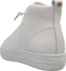 A white leather high-top sneaker shown from the side and back. Voir les images du produit