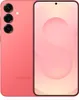 A coral-colored Samsung smartphone is shown from the back and front, with the screen displaying a pink and white abstract design. Podgląd zdjęcia produktu