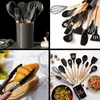 Sada 12 silikonových kuchyňských nástrojů s dřevěnou Náhled obrázku produktu 2