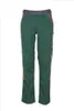 A pair of green work pants with orange and gray accents, shown front-on against a white background. Produktbild-Vorschau