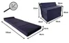 The image shows a foldable mattress in its unfolded and folded states, with dimensions indicated by measurement lines and text. Podgląd zdjęcia produktu