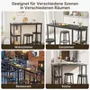 Collage of four scenes showing a bar table and stools in different room settings: living room, dining room, restaurant, and kitchen. Podgląd zdjęcia produktu