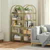 HOMCOM 5-stöckiges Glasregal, Bogenregal für Wohnzimmer, Produktbild-Vorschau 7