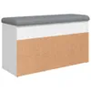A white storage bench with a gray upholstered top and a wood-effect lower section, shown against a white background. Náhľad obrázku produktu