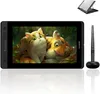 A digital drawing tablet and stylus are displayed on a reflective surface, with a small stand for the tablet in the upper right corner. Produktbild-Vorschau