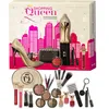 A beauty advent calendar with makeup and accessories displayed in front of the calendar box. Produktbild-Vorschau