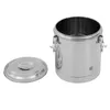 A stainless steel insulated bucket with its lid placed next to it, on a white background. Podgląd zdjęcia produktu