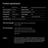 A product specification sheet for a smartwatch, presented on a black background. Produktbild-Vorschau