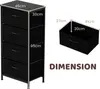 A black fabric dresser with a metal frame, shown with dimensions indicated by text and lines. Podgląd zdjęcia produktu