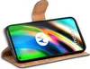 A flip case for a Motorola Moto G9 Plus phone is shown open, displaying the phone's screen. Náhľad obrázku produktu
