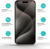 A smartphone with a screen protector applied, surrounded by feature callouts. Produktbild-Vorschau