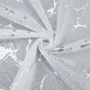 A close-up, swirled view of white sheer fabric with a silver marble-like pattern. Produktbild-Vorschau