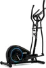 A black elliptical cross trainer with blue accents, shown against a white background. Produktbild-Vorschau