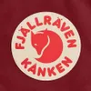 A close-up of the Fjällräven Kånken logo on a maroon background. Produktbild-Vorschau