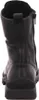 The back view of a black leather boot with a thick sole. Produktbild-Vorschau