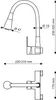 Technical drawing of a kitchen faucet with dimensions. Produktbild-Vorschau
