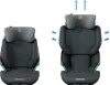 Two child car seats side-by-side, one smaller than the other, with arrows indicating adjustment. Podgląd zdjęcia produktu