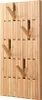 A wooden coat rack with multiple hooks mounted on a slatted wooden panel. Produktbild-Vorschau