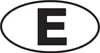 A black letter E inside a white oval. Náhled obrázku produktu