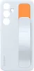 A white Samsung phone case with an orange accent and a white grip stand. Produktbild-Vorschau