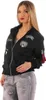 Damen Bomberjacke Jacke mit Patches Übergangsjacke; Schwarz Produktbild-Vorschau 1
