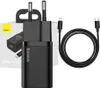 A black Baseus Super Si fast charger and a black USB-C to Lightning cable are displayed against a white background. Produktbild-Vorschau