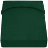 A dark green fitted sheet is folded and presented on a white background. Produktbild-Vorschau