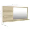 A diagram of a wooden shelf with a mirror, showing dimensions. Náhľad obrázku produktu